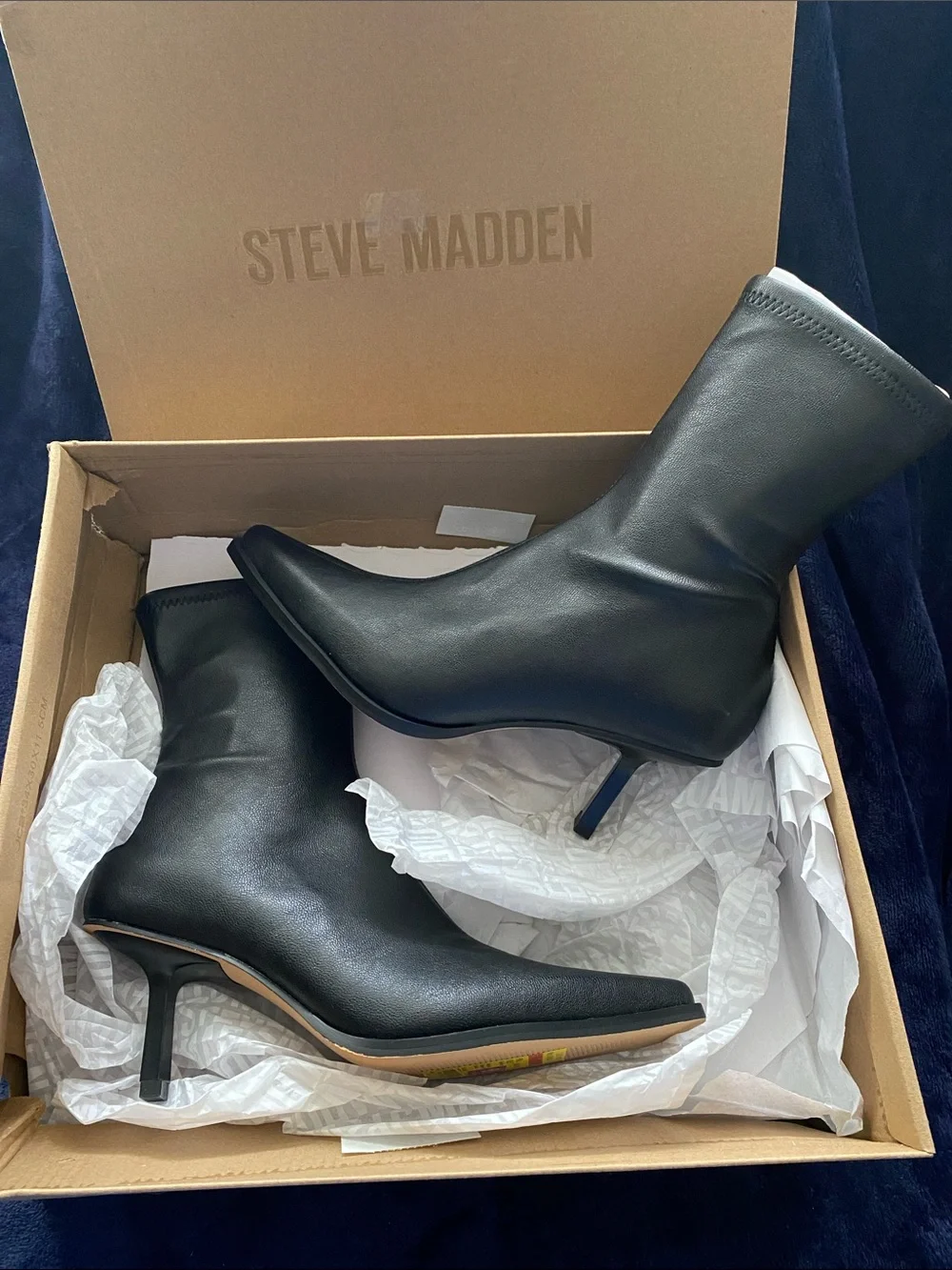 Steve Madden Black Pointed Toe Stiletto Ankle Boots